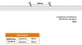 Neon Flex LED 06x13 10W/m, 10m, IP67, 24Vdc, LUMILEDS Chip LED Colore  Bianco Caldo 2.700K