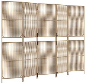 Divisorio per ambienti a 5 pannelli beige in polyrattan