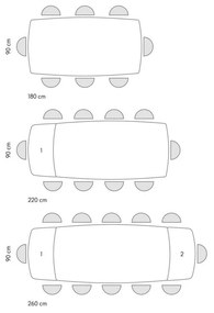 Tavolo FORTE DEI MARMI in legno, finitura bianco frassinato e gambe incrociate in metallo bianco, allungabile 95&#215;90 cm &#8211; 145 x 90 cm