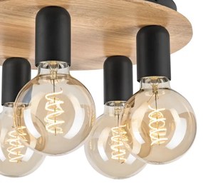 Plafoniera DUSTY 5xE27/15W/230V diametro 34 cm quercia/nero