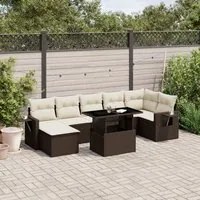 Set Divani da Giardino 8 pz con Cuscini Marrone in Polyrattan 3268063