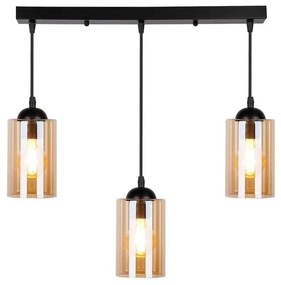 Lampada a sospensione nera con paralume in vetro 10x55 cm Bistro - Candellux Lighting