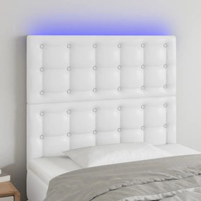 Testiera A Led Bianco 80x5x118/128 Cm İn Similpelle /