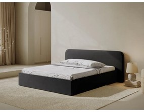 Letto matrimoniale imbottito nero con contenitore e rete inclusi 200x200 cm Elizabeth – Micadoni