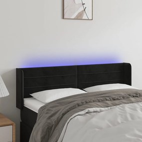 Testiera A Led Nera 147x16x78/88 Cm İn Velluto /