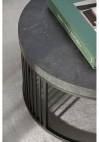 Tavolino rotondo nero con piano effetto marmo ø 65 cm Strington - Actona