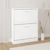 Scarpiera Bianco Lucido 59x17x81 cm in Legno Multistrato 342538