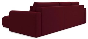 Divano angolare burgundy allungabile/con contenitore (con penisola a destra/con chaise lounge) con rivestimento in velluto Kapua – Makamii
