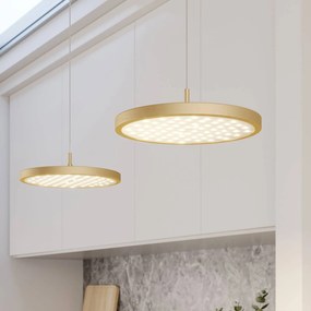 Lampada LED a sospensione Gion di Quitani, a 2 luci, bianco/ottone