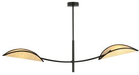 Sospensione Nordica 2 Luci Lotus In Acciaio E Rattan Con Bracci Regolabili