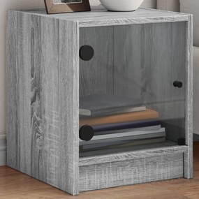 Comodini Con Ante İn Vetro 2pz Grigio Sonoma 35x37x42 Cm /