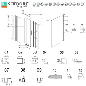 Kamalu - Box doccia 75x100 colore bianco vetro 6mm altezza 200h | KLA-4000N