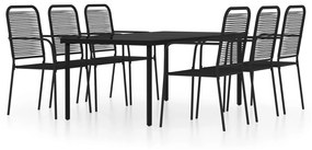 Set mobili da pranzo per giardino 7 pz nero