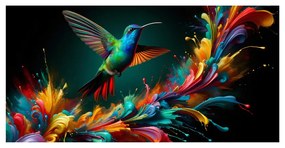 Quadro su tela – Colibrì ed esplosione di colori
