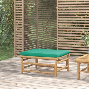 Poggiapiedi da giardino con cuscino verde in bambù