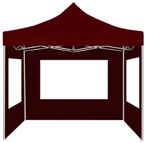 Gazebo Professionale Pieghevole Alluminio con Pareti 2x2m Bordò