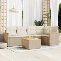 Set Divano da Giardino 6 pz con Cuscini Beige in Polyrattan 3258355