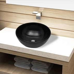 Lavandino Da Bagno İn Ceramica Nera Rotondo /