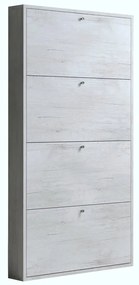 Scarpiera 4 ante L 73 x H 145 x P 15 cm 12 paia, grigio