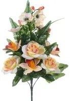 Set 4 Bouquet Artificiali Frontale di Rose e Cattleya da 9 Fiori H 59 cm