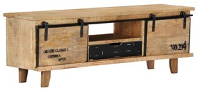 Mobile Porta Tv 120x30x40 Cm İn Legno Massello Di Mango /