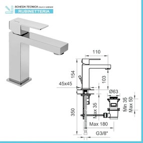Set miscelatori lavabo bidet e doccia 2 vie cromati serie Italia