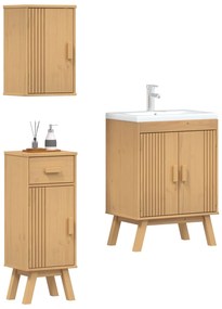 Set di mobili da bagno in pino da 3 pezzi