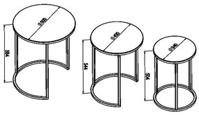 SET 3x Tavolino ALYA diametro 34/42/50 cm nero