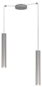 Lampadario Industrial-Minimal Xeana Metallo Grigio 2 Luci Gu10