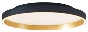 Plafoniera di design nera con oro 60cm incl. LED con interruttore a 3 vie - Ingo