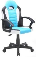 Sedia da Gaming Ergonomica per Bambini 55x56x99,5 cm in Similpelle Bianca e Azzurra