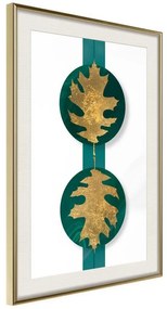 Poster  Gilded Oak Leaves  Cornice Quadri Cornice d'oro con passe-partout, Larghezza x Altezza Home decor 20x30