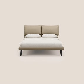 Astrid letto imbottito con piedi in legno in microfibra smacchiabile T11