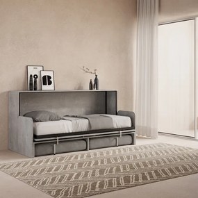 Letto singolo a scomparsa orizzontale DIBE Sofŕ Cemento 200x103xh97 cm