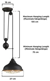 Westinghouse 61249 - Lampadario a sospensione con filo CHAVES 1xE27/60W/230V
