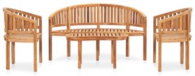 Set salotto da giardino 4 pz design curvo in massello di teak