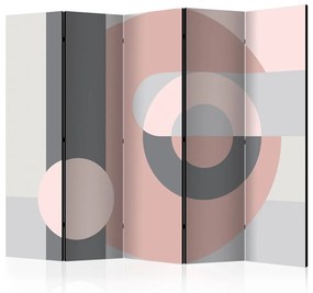 Paravento separè Astrazione Geometrica (Rosa) II (5-parti) - colorato sfondo vivace