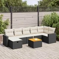 Set Divani da Giardino con Cuscini 8 pz Nero in Polyrattan 3325794