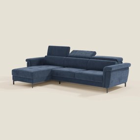 Capri Divano letto angolare con penisola contenitore e poggiatesta reclinabili - elegante tessuto smacchiabile T30