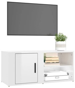Mobile porta tv bianco lucido 80x31,5x36 cm legno multistrato