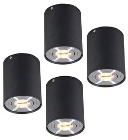 Set di 4 faretti da soffitto Rondoo Up nero