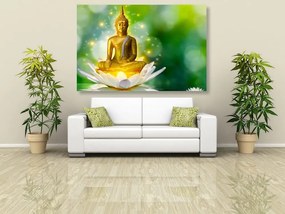 Quadro su tela – Buddha dorato su fiore di loto
