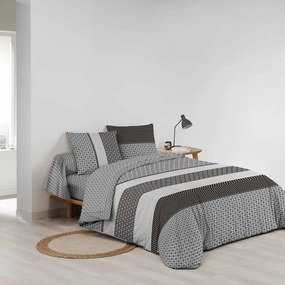 Set copripiumino e federa bianco e nero in cotone per letto matrimoniale ed esteso con lenzuolo incluso/6 pezzi 240x220 cm Meiko – douceur d'intérieur