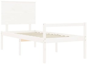 Letto per Anziani Bianco Testiera Small Single Legno Massello