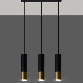 Sollux SL.0954 - Lampadario a sospensione con filo LOOPEZ 3xGU10/10W/230V nero/oro