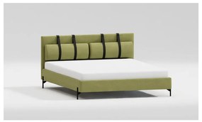 Letto matrimoniale imbottito verde chiaro con griglia 200x200 cm Tulsa - Ropez