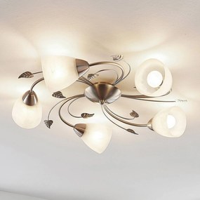 Plafoniera soffitto Yannie Lindby, dimmerabile, Alluminio / Grigio / Zincato, Soggiorno / Sala da pranzo, Metallo, Antico, Plafoniera