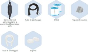 Vasca Idromassaggio da Esterno Semirigida Riscaldata 4+2 Posti con Mobili Ø184x73 cm NetSpa Vita Premium Marrone...