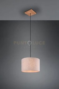 Elmau sospensione legno 1 luce attacco e27 con paralume sabbia d. 35cm