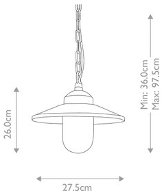 Elstead - Lampadario da esterno a sospensione con catena KLAMPENBORG 1xE27/60W/230V IP44